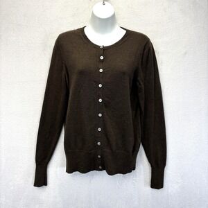 Vintage Y2K Banana Republic Merino Wool Cardigan Sweater Womens Medium M Brown